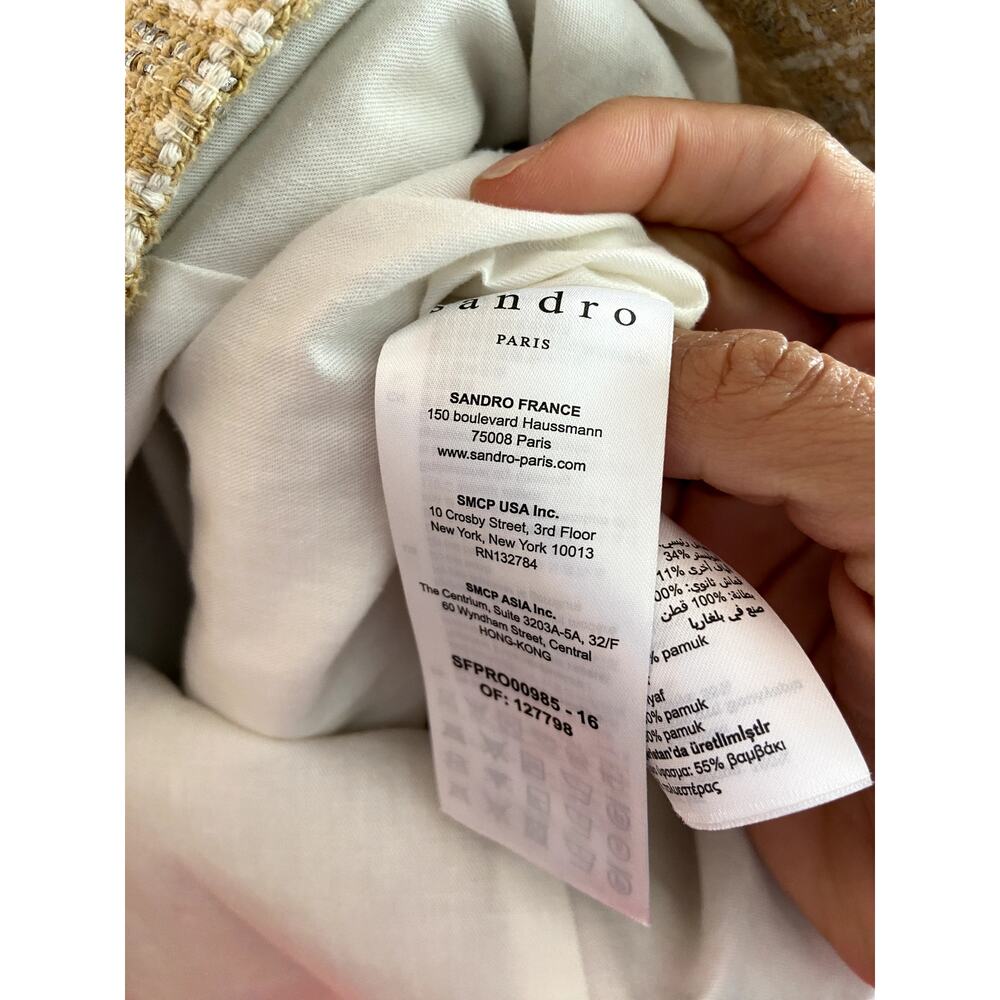 Sandro Beige and Blue Checkered Maxi Dress - Picture 6 of 7